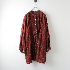 マーブルシュッド marble SUD dia flower Tunic ディアフラワーチュニック /臙脂系 トップス バンドカラー シャツ【2400014256482】【中古】