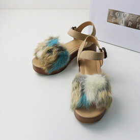 【期間限定価格】ローリーズファーム LOWRYS FARM ファーストラップサンダル M/ベージュ系 もこもこ 厚底 約23〜23.5cm【2400014335873】【中古】