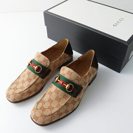 【期間限定価格】新品 メンズ グッチ GUCCI シェリーライン GGキャンバス ホースビット ローファー 8.5(27.5cm)ベージュ//シューズ 靴【2400014352573】【中古】