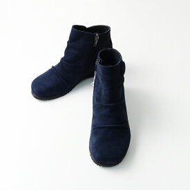 【期間限定価格】極美品 JS ハートレーベル JS Heartlavel スエードショートブーツ 22cm/ネイビー サイドジップ 日本製 靴 シューズ【2400014339185】【中古】