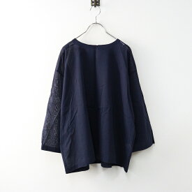 定価24200円 ハンドルーム HAND ROOM 8241-2101 PULLOVER BLOUSE コットンプルオーバーブラウス M/ネイビー【2400014340594】【中古】