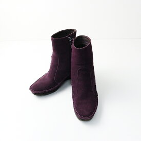 美品 ヒナ デイ グリーン Hina Day Green ウェッジソール スウェードショートブーツ 24cm/パープル系【2400014344929】【中古】