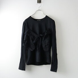 【期間限定価格】ジェーンマープル Jane Marple 刺繍レースフリルTシャツ M/ブラック カットソー 長袖 コットン トップス【2400014354621】【中古】
