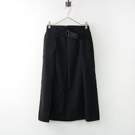 【期間限定価格】美品 2025SS マーガレットハウエル MARGARET HOWELL FINE WOOL POPLIN スカート 1/ブラック タック フレア ウール【2400014367980】【中古】