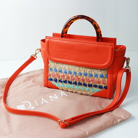 【期間限定価格】未使用 ダイアナ DIANA レザー かごバッグ /オレンジ ハンドバッグ ショルダーバッグ 2WAY クロスボディ サマー 【2400014371253】【中古】
