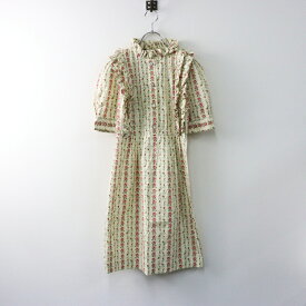 JPタグ グッチ GUCCI 477904 ZJX16 2017年 ローズプリント コットンフリルドレス 38/アイボリー ワンピース 花柄【2400014400120】【中古】