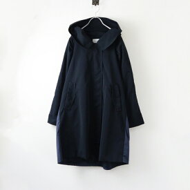 マルシャルテル MARECHAL TERRE ポリエステル 切替 フード付きコート/ネイビー ギャザー アウター ロング 羽織り【2400014423983】【中古】