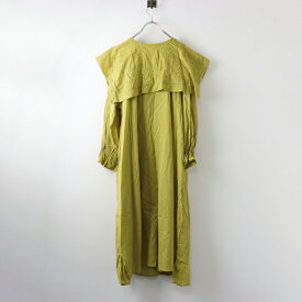 【期間限定価格】ツハル サマンサモスモス TSUHARU by Samansa Mos2 SM2 1106743 フラワー刺繍 スクエアカラーロングワンピース F 黄色【2400014419634】【中古】