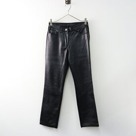 【期間限定価格】イタリヤ 伊太利屋 エコレザー ニット切り替え パンツ 7/ブラック ボトムス ロング スリム ストレート フェイクレザー【2400014434255】【中古】