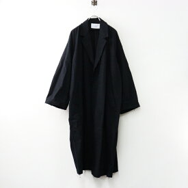 定価3.5万 2024SS フレームワーク FRAMeWORK 綿麻プレーンコート 38/ブラック ロング 羽織り 切りっぱなし【2400014442977】【中古】