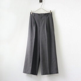 グリーンレーベルリラクシング green label relaxing ツイルタック ハイウエスト ワイド パンツ 38/グレー イージー【2400014466416】【中古】