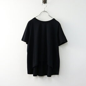 ミズイロインド mizuiro ind クルーネックフレアTシャツ/ブラック カットソー トップス コットン ゆったり 半袖 シンプル【2400014474008】【中古】