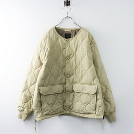 タイオン TAION MILITARY LINE キルティング ノーカラー ジャケット M/ベージュ 羽織り アウター ブルゾン 【2400014480610】【中古】
