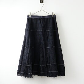 【期間限定価格】AD2018 トリコ コムデギャルソン COMME des GARCONS フラワー刺繍 オーガンジーフレアロングスカート M チャコール【2400014474954】【中古】