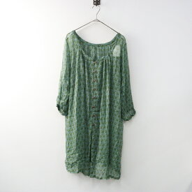 美品 ソイル SOIL 花柄 シアーチュニック シャツ/グリーン トップス 羽織り ブラウス 総柄 ボートネック 透け感 フラワー【2400014488968】【中古】
