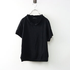 ミズイロインド mizuiro ind 襟付きコットンカットソー/ブラック ドルマン Tシャツ トップス【2400014488036】【中古】