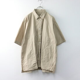 美品 トゥジュー TOUJOURS コットン オーバーサイズ ポケット シャツ 2/ベージュ 半袖 カットソー ブラウス 【2400014495584】【中古】