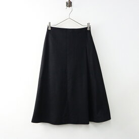 【期間限定価格】定価1.9万 ユナイテッドアローズ UNITED ARROWS UBCS W SMT フレアスカート 38/ブラック ウール タック ロング【2400014470703】【中古】
