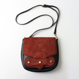 美品 ハシバミ Hashibami 70'SショルダーBAG バッグ / レッド ブラック レザー ヌバック コンビ 斜めがけ クロスボディ【2400014496956】【中古】