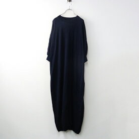 クォータリー QUARTERLY コットン モックネック プルオーバー ワンピース /ネイビー 半袖 ニット 【2400014506457】【中古】