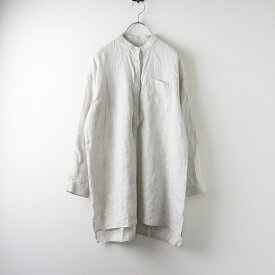 フォグリネンワーク fog linen work リネンバンドカラープルオーバーシャツ/ライトグレー ブラウス チュニック 長袖【2400014508772】【中古】