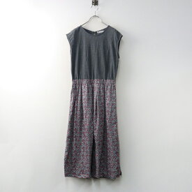 アフターヌーンティー リビング Afternoon Tea LIVING リバティ LIBERTY 切替 フレンチワンピース グレー/花柄【2400014510393】【中古】