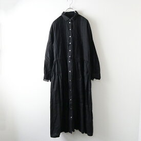 【期間限定価格】2023SS ネストローブ nest Robe【UpcycleLino】 レース 襟付きワンピース F/ブラック トップス ギャザー 【2400014509281】【中古】