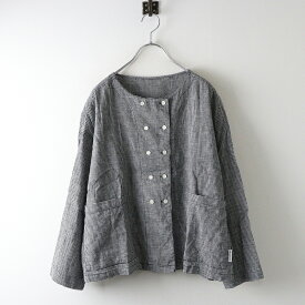 【期間限定価格】2024SS ネストローブ nest Robe 【UpcycleLino】 ギンガムシャツジャケット F/ブラック トップス ブラウス【2400014509083】【中古】