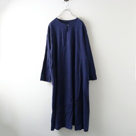 【期間限定価格】2022AW ネストローブ nest Robe 【UpcycleLino】スキッパー 天然染めワンピース F/ブルー インディゴ 墨【2400014509038】【中古】