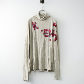 ケンゾー KENZO フラワーロゴ プリント ハイネック カットソー M/ベージュ トップス プルオーバー【2400014504460】【中古】