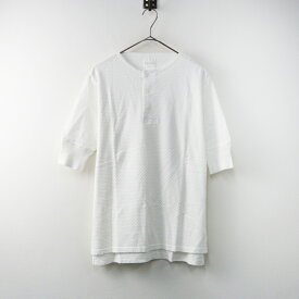 美品 トゥジュー TOUJOURS コットン透かしニットヘンリーTシャツ F/ホワイト カットソー 半袖 トップス【2400014507010】【中古】