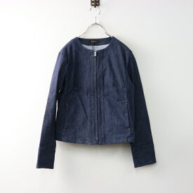 美品 リフレクト Reflect デニムノーカラージャケット/ネイビー インディゴ ジップ ブルゾン 羽織り【2400014511604】【中古】