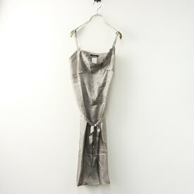 【期間限定価格】パドカレ pas de calais レース キャミ ワンピース 38/グレー トップス ノースリーブ サテン 【2400014507690】【中古】