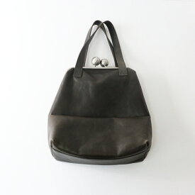 クレッシェント CRESCENT がま口 レザー トートバッグ /グレー系 ハンドバッグ 皮革 本革 ショルダーバッグ 【2400014515343】【中古】