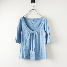 ジルサンダー JIL SANDER コットンカシミヤTシャツ S/ライトブルー カットソー ギャザー 半袖 トップス ギャザー【2400014525076】【中古】