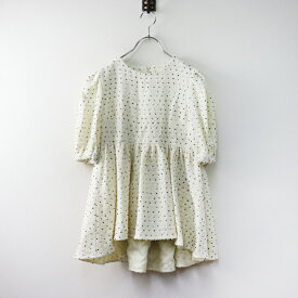極美品 ブルレア BLUELEA Dot tweed blouse ドット ツイード ブラウス F/オフホワイト トップス 水玉 パフスリーブ【2400014521184】【中古】