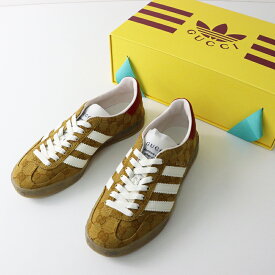 未使用 グッチ x アディダス GUCCI adidas 646652 Gazelle GGキャンバス スニーカー 22.5cm/ブラウン ガゼル コラボ ロゴ【2400014480696】【中古】