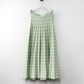 トラッゾドンナ Torrazzo Donna ニットロングプリーツスカート ミントグリーン/フレア マキシ丈【2400014529197】【中古】