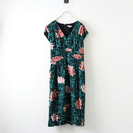 【期間限定価格】トッカ TOCCA フラワープリント Vネック ショートスリーブワンピース 0 ブラック グリーン/花柄 ドレス【2400014528022】【中古】