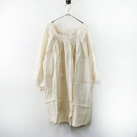 定価5万 トゥジュー TOUJOURS リネン レース チュニックワンピース F/キナリ フレア ギャザー【2400012040304】【中古】