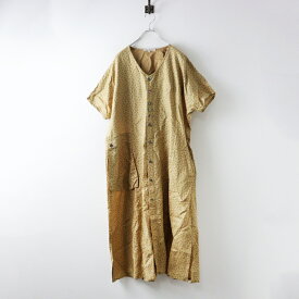 ヴラスブラム Vlas Blomme Light Cotton Ramie Elder flower print Vネックワンピース F/ライトブラウン ドレス 花柄【2400014542790】【中古】