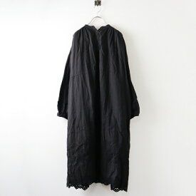 2023 かぐれ アーバンリサーチ kagure URBAN RESEARCH 刺繍ギャザーワンピース F/ブラック コットン ドレス インド製【2400014534863】【中古】
