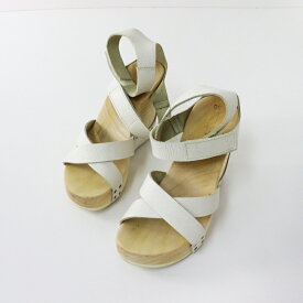 【期間限定価格】トリッペン trippen レザーアンクルストラップ ウッドウェッジサンダル 38/24-24.5cm┃ホワイトXナチュラル【2400014558418】【中古】