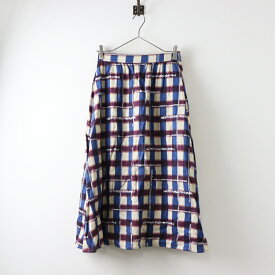 【期間限定価格】2022SS マーブルシュッド marble SUD ハンモックCHKスカート チェック スカート ｜ベージュ ブルー ボトムス フレア 刺繍【2400014560725】【中古】