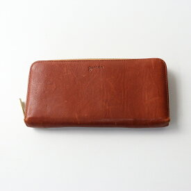 ゲンテン genten ラウンドジップ レザーロングウォレット ブラウン/本革 長財布 ラウンドファスナー【2400014509441】【中古】