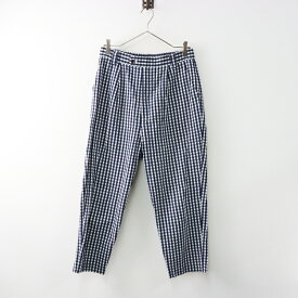 美品 2022SS アトリエナルセ atelier naruse ットン サッカー ギンガムチェック テーパードパンツ F‖ネイビー ホワイト 【2400014567045】【中古】