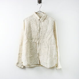 ヴラスブラム Vlas Blomme コルトレイクリネン フラワープリント ピンタック シャツ ブラウス 1/ベージュ 長袖【2400014529814】【中古】