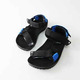 美品 トリオプ TRIOP TERRA NEON SANDAL ナイロンウェビングベルトサンダル 24cm｜ブラック ブルー ストラップ【2400014570281】【中古】