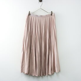 美品 大きいサイズ ローズティアラ スウェードプリーツスカート 46＼ピンク フレア イージーゴム アコーディオン ロング【2400014584646】【中古】