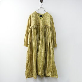 【期間限定価格】メゾンドソイル maison de soil ストライプ キルティング ギャザー ドレス 2/イエロー トップス Vネック フレア【2400014548020】【中古】